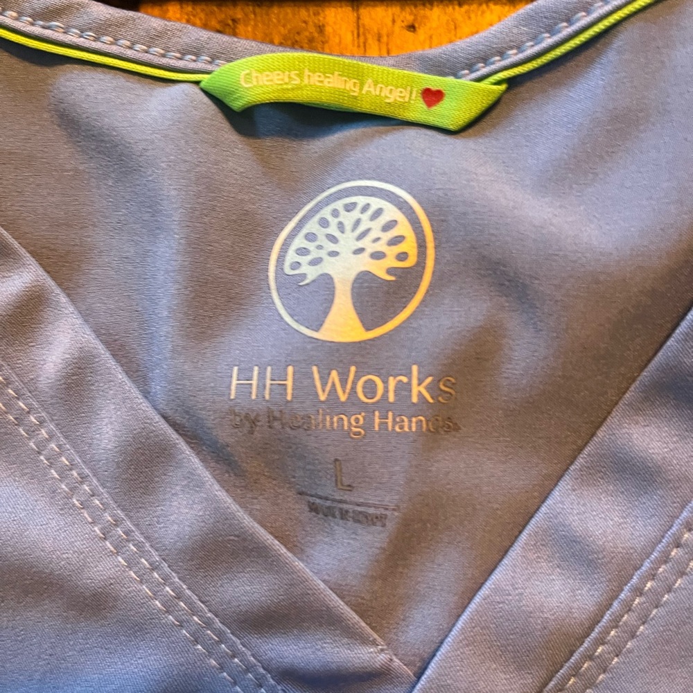 Healing hands ceil blue scrub top